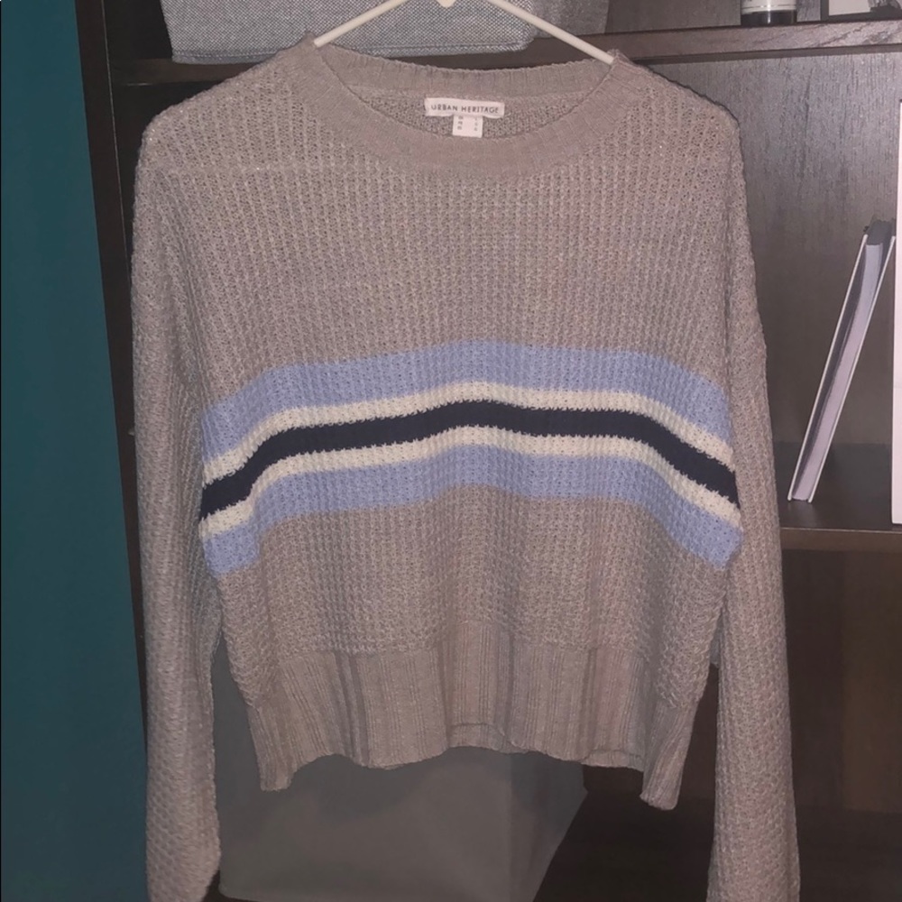 Waffle knit stripe sweater